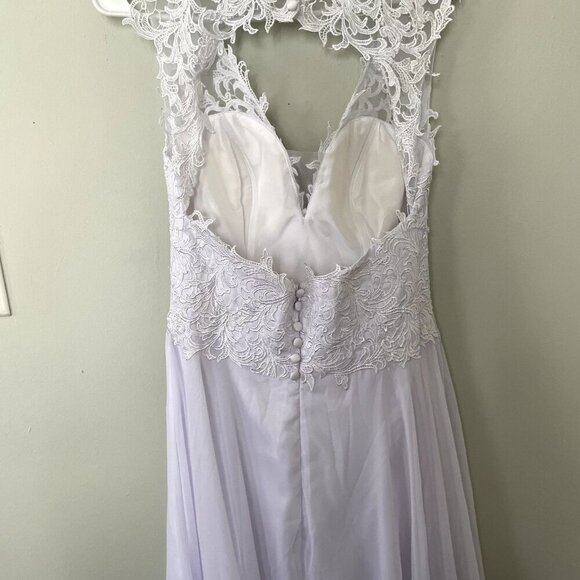 NWT Hebeos white wedding dress formal lace buttons applique women size small - Picture 6 of 14